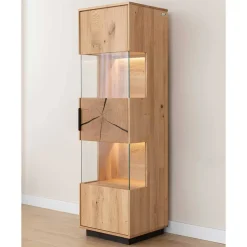 Wohnen Vitrinen<Eichenholz Vitrine mit Hirnholz Applikation - Deruta
