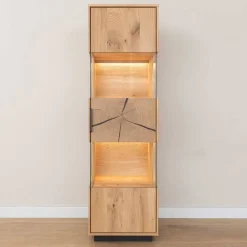 Wohnen Vitrinen<Eichenholz Vitrine mit Hirnholz Applikation - Deruta