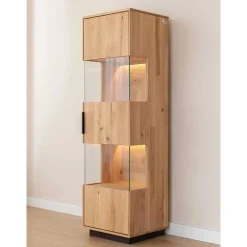 Wohnen Vitrinen<Eichenholz Vitrine mit LED Beleuchtung - Judita