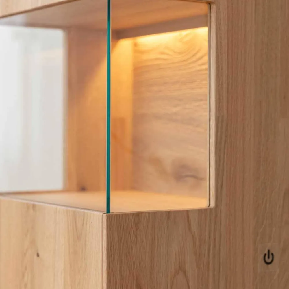 Wohnen Vitrinen<Eichenholz Vitrine mit LED Beleuchtung - Judita