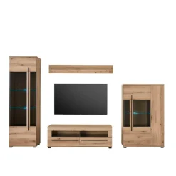 Wohnen Wohnwände<Eicheoptik Wohnzimmermöbel Set - Brocus (vierteilig)