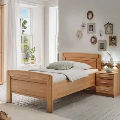 Wohnen Betten<Einzelbett & Nachtkommode in Eiche - Sendician (zweiteilig)