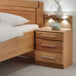 Wohnen Betten<Einzelbett & Nachtkommode in Eiche - Sendician (zweiteilig)