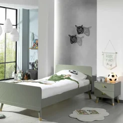 Wohnen Betten<Einzelbett in Graugrün & Gold - Appoloni (zweiteilig)