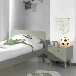 Wohnen Betten<Einzelbett in Graugrün & Gold - Appoloni (zweiteilig)