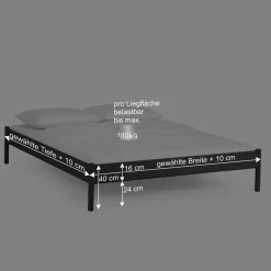 Wohnen Betten<Einzelbett Lanuge aus schwarzem Metall (zweiteilig)