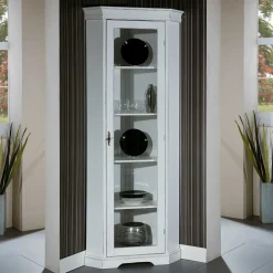 Wohnen Vitrinen<Elegante Eckvitrine im Vintage Landhaus Look - Zarinas
