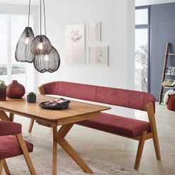 Wohnen Sitzbank<Elegante Esszimmer-Bank in Rot & Wildeiche - Ovenciana