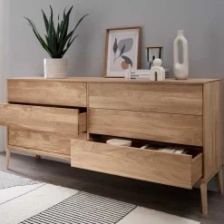 Wohnen Sideboards<Elegante Kommode aus Wildeiche Bianco geölt - Lamia