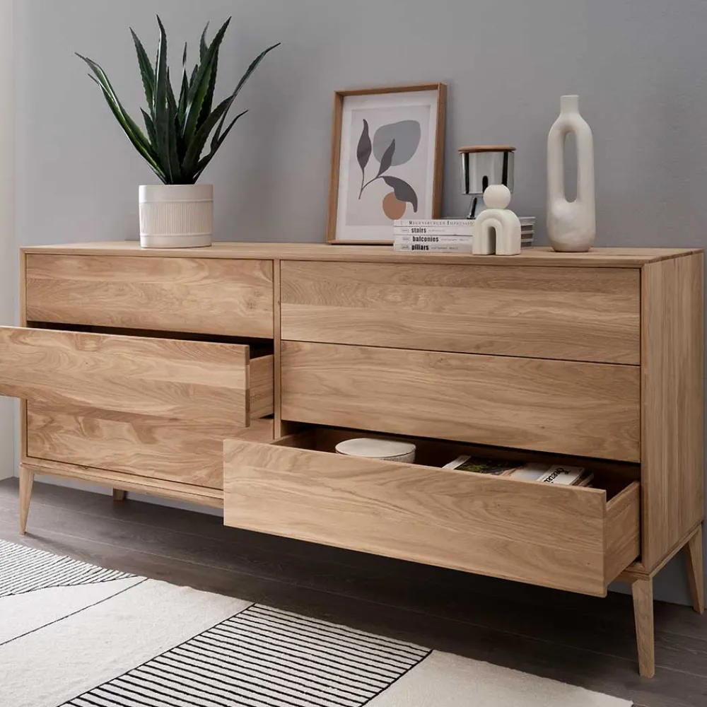 Wohnen Sideboards<Elegante Kommode aus Wildeiche Bianco geölt - Lamia