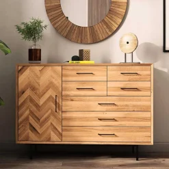 Wohnen Sideboards<Elegante Kommode mit sieben Schubladen & Tür - Kerfa