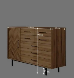 Wohnen Sideboards<Elegante Kommode mit sieben Schubladen & Tür - Kerfa