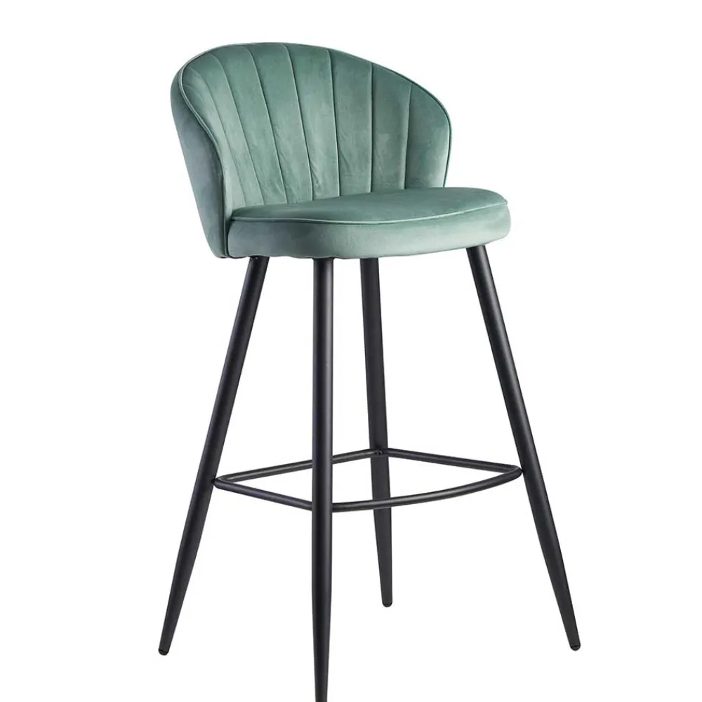Wohnen Hocker<Eleganter Barstuhl in Mintgrün Samt - Bennet