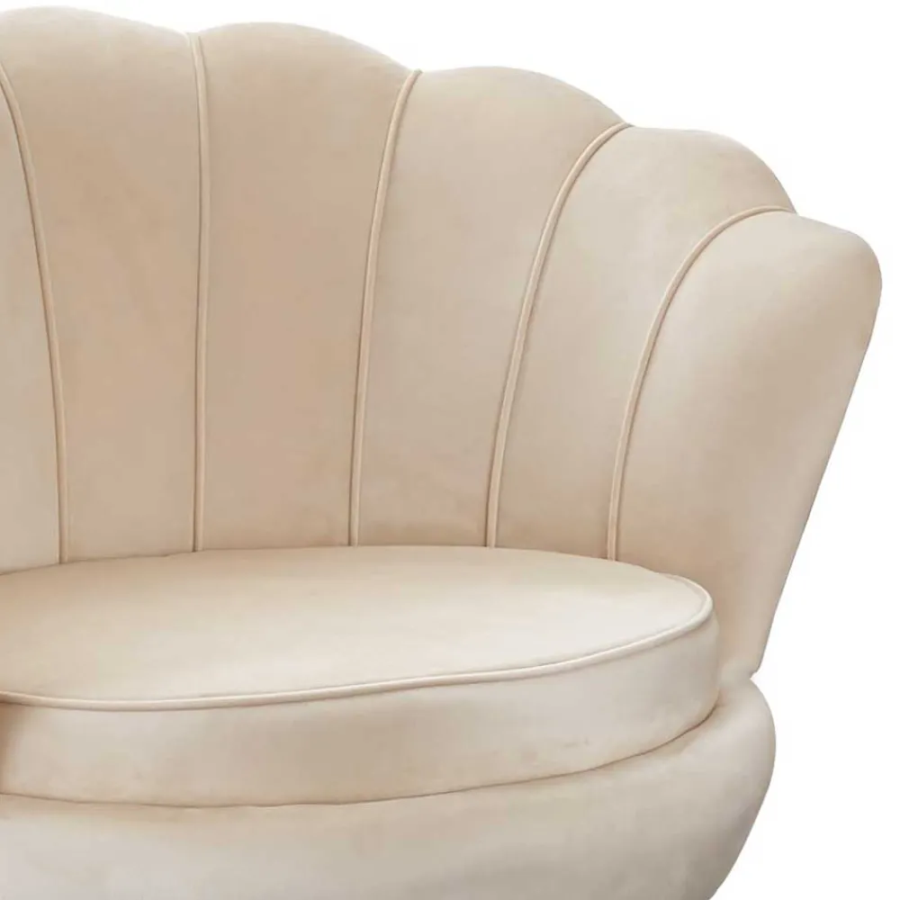 Wohnen Sessel<Eleganter Muschelsessel in Beige Samt - Fortlanda