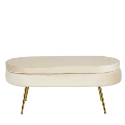 Wohnen Hocker<Eleganter Retro Style Hocker in Beige & Gold - Lugano
