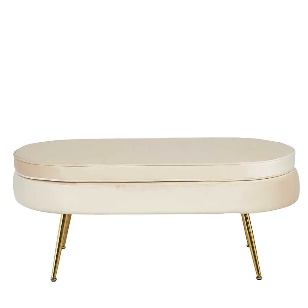 Wohnen Hocker<Eleganter Retro Style Hocker in Beige & Gold - Lugano