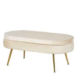 Wohnen Hocker<Eleganter Retro Style Hocker in Beige & Gold - Lugano