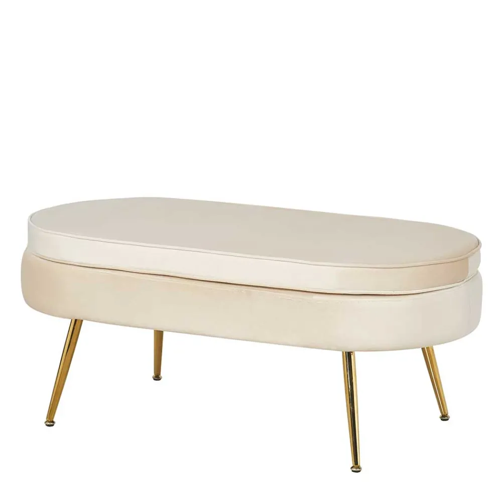 Wohnen Hocker<Eleganter Retro Style Hocker in Beige & Gold - Lugano