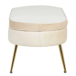 Wohnen Hocker<Eleganter Retro Style Hocker in Beige & Gold - Lugano