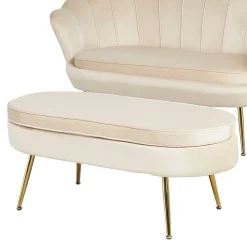 Wohnen Hocker<Eleganter Retro Style Hocker in Beige & Gold - Lugano