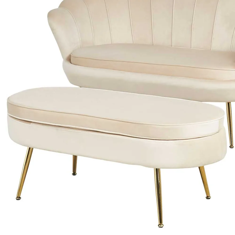 Wohnen Hocker<Eleganter Retro Style Hocker in Beige & Gold - Lugano