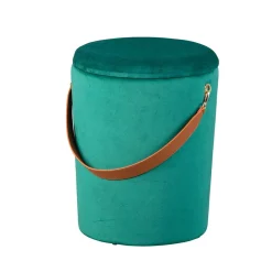 Wohnen Hocker<Eleganter Samt Polsterhocker in Grün & Braun - Campitello