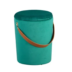 Wohnen Hocker<Eleganter Samt Polsterhocker in Grün & Braun - Campitello