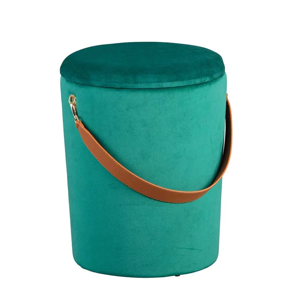 Wohnen Hocker<Eleganter Samt Polsterhocker in Grün & Braun - Campitello