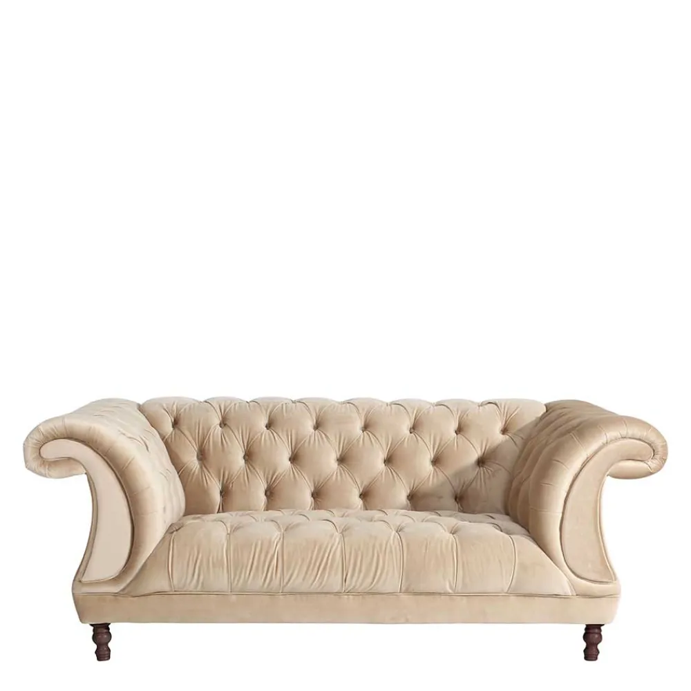 Wohnen Sofas<Elegantes Barocksofa in Beige Samtvelours - Hihat