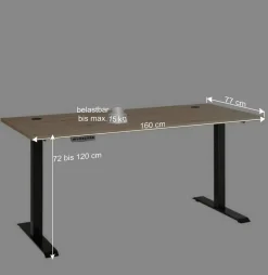 Wohnen Tische<Elektrisch verstellbarer Schreibtisch 160x77 cm - Kuetra
