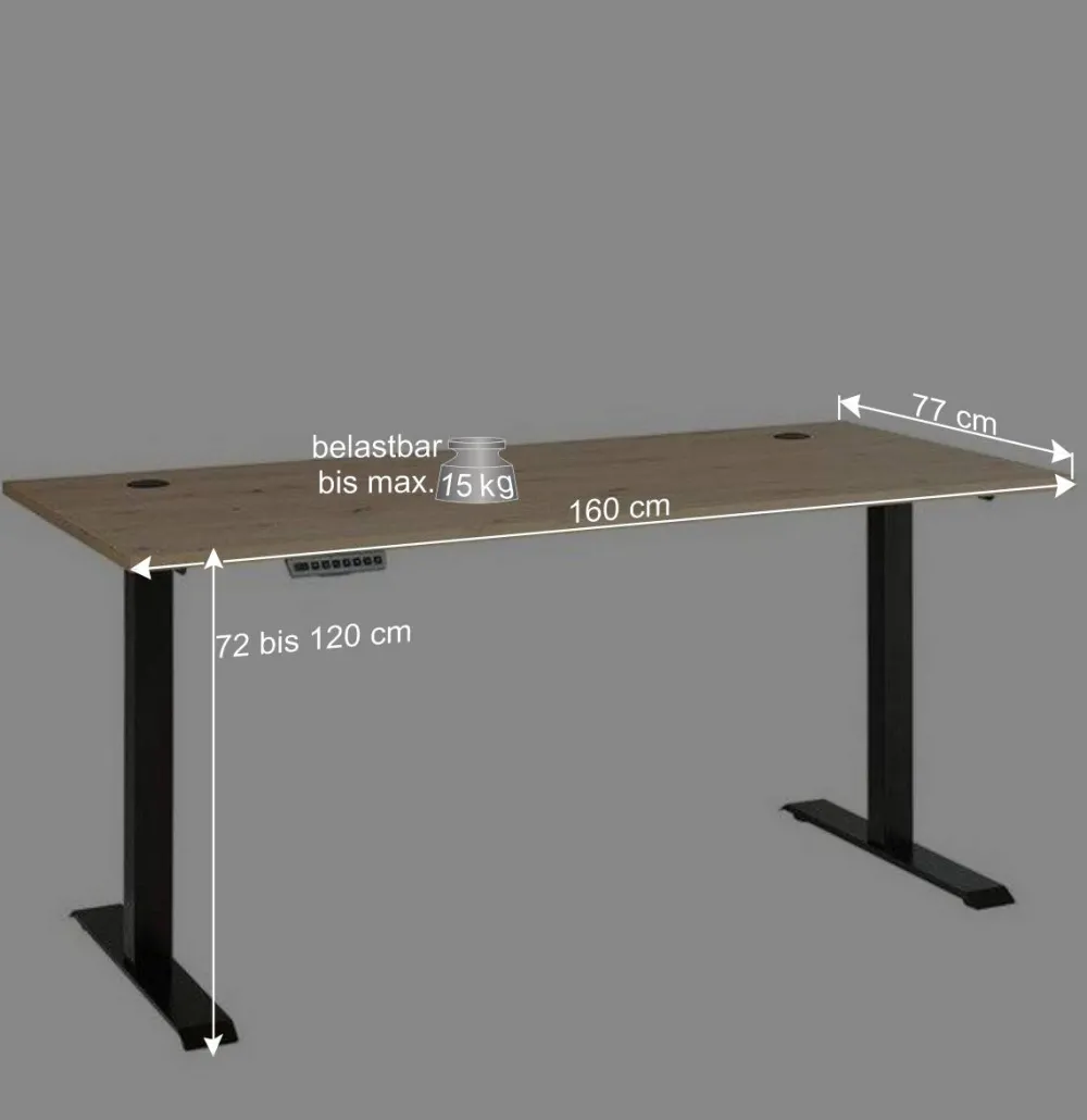 Wohnen Tische<Elektrisch verstellbarer Schreibtisch 160x77 cm - Kuetra