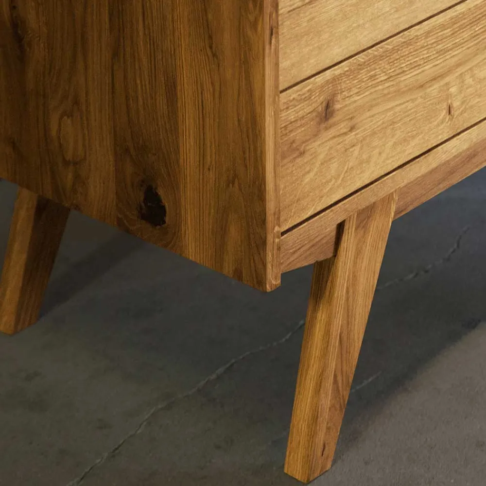 Wohnen Betten<220er Designbett aus Wildeiche & Nachtkommoden - Hardus