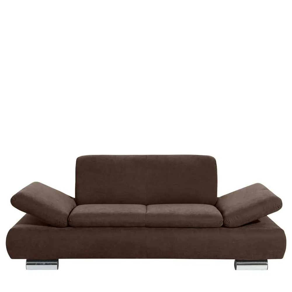 Wohnen Sofas<2er Sofa in Braun Veloursbezug - Delnoto