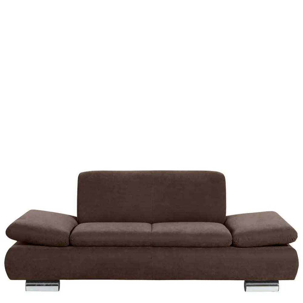 Wohnen Sofas<2er Sofa in Braun Veloursbezug - Delnoto