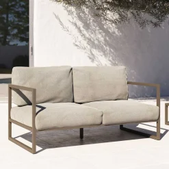 Wohnen Sofas<2er Sofa in Hellgrau & Dunkelgrün - Yasmel
