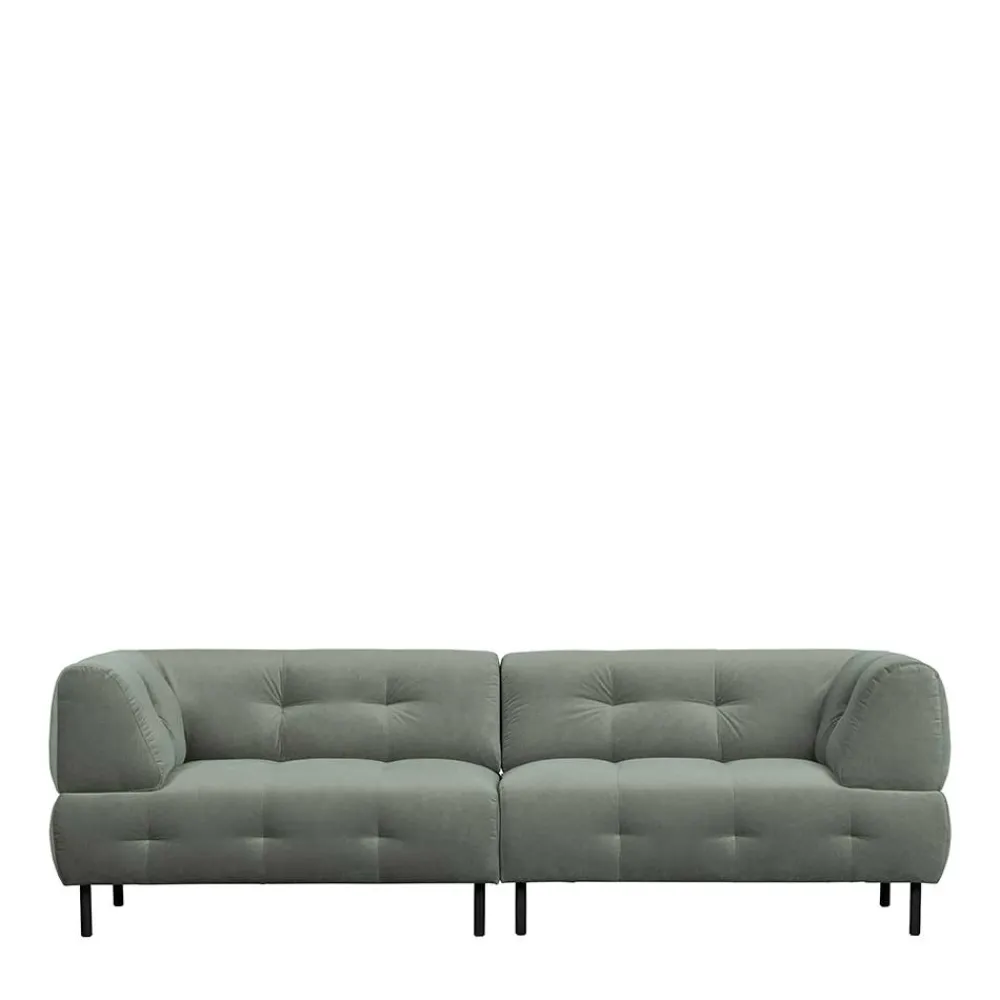 Wohnen Sofas<3er Wohnzimmercouch in Graugrün Samt - Persona