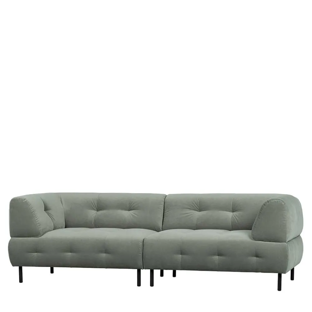 Wohnen Sofas<3er Wohnzimmercouch in Graugrün Samt - Persona