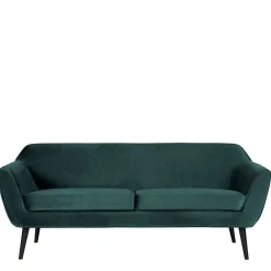 Wohnen Sofas<2,5er Wohnzimmercouch in Petrol Blau & Schwarz - Jerry
