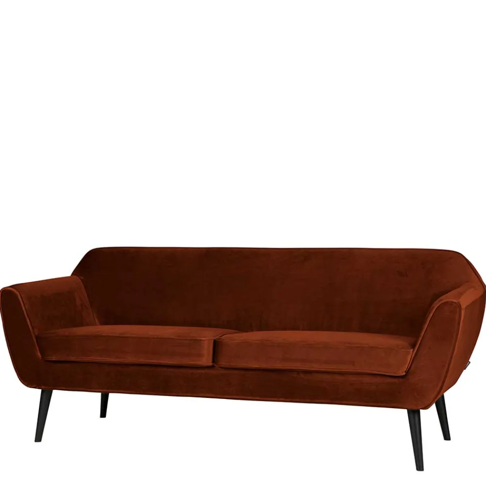 Wohnen Sofas<2,5er Wohnzimmercouch in Rost Braun & Schwarz - Susi