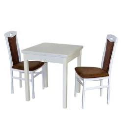 Wohnen Sitzgruppe<Essgruppe in Weiß & Braun - Solana (dreiteilig)