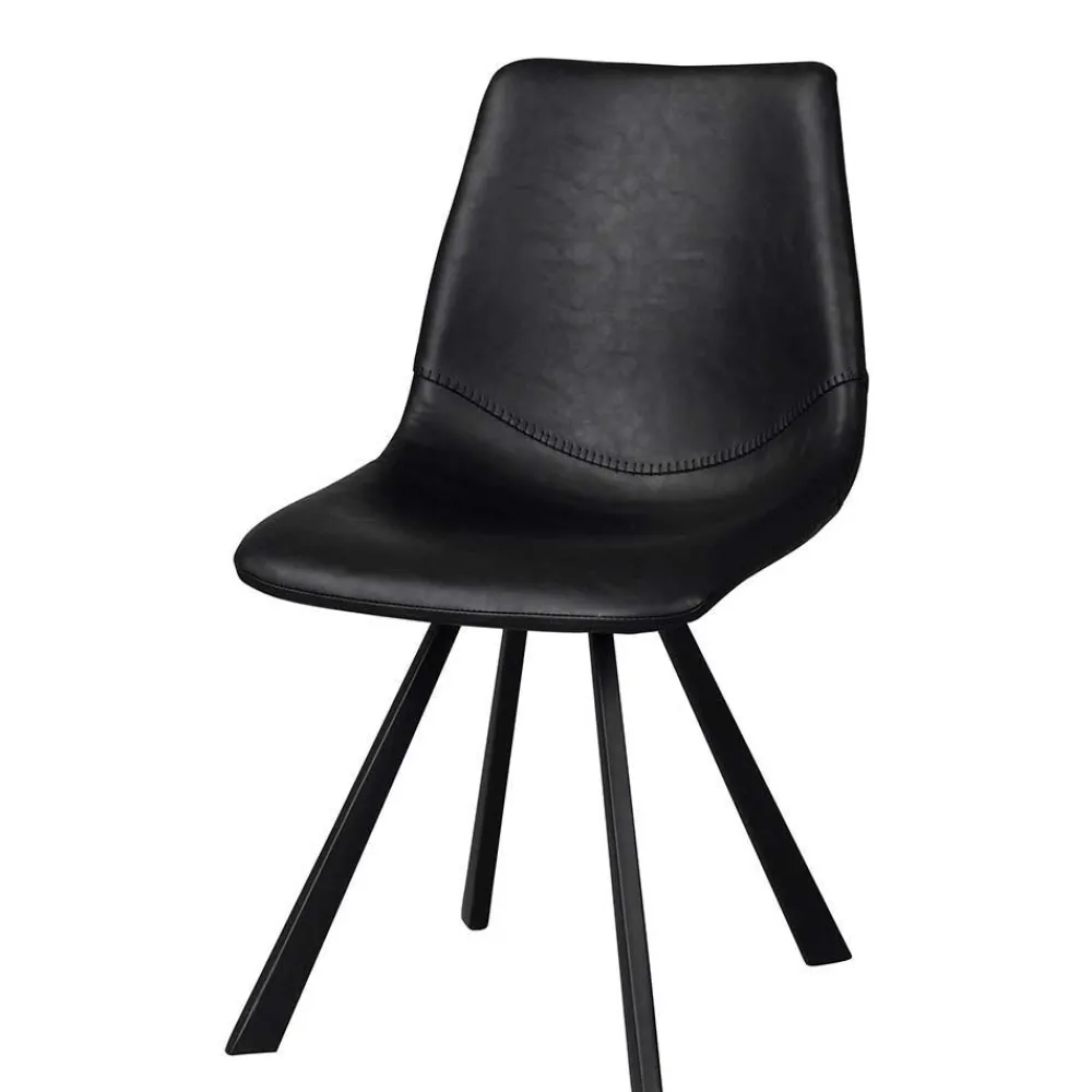 Wohnen Sitzgruppe<Esstisch & 6 schwarze Stühle - Flints (siebenteilig)