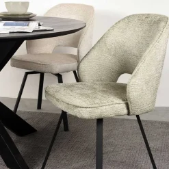 Wohnen Stühle<Esstisch Drehstuhl in Beige Struktursamt - Turena (2er Set)