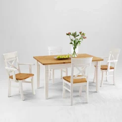 Wohnen Sitzgruppe<Esstisch mit Stühlen Lugon im Landhausstil (fünfteilig)