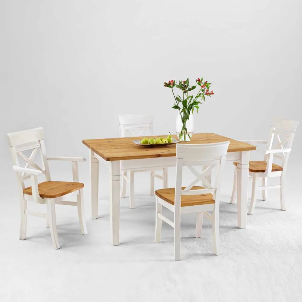 Wohnen Sitzgruppe<Esstisch mit Stühlen Lugon im Landhausstil (fünfteilig)