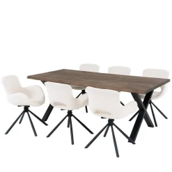 Wohnen Sitzgruppe<Esstisch mit Tischsesseln drehbar als Set - Ceolata (siebenteilig)