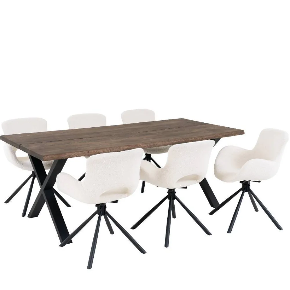 Wohnen Sitzgruppe<Esstisch mit Tischsesseln drehbar als Set - Ceolata (siebenteilig)