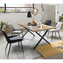 Wohnen Sitzgruppe|Tische<Esstisch mit X-Beinen plus 4 Stühle - Lamon (fünfteilig)