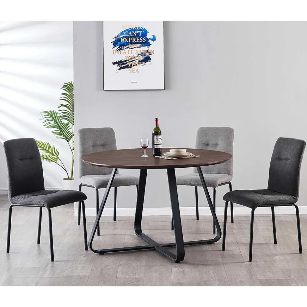 Wohnen Sitzgruppe<Esstisch Sitzgruppe mit Tisch Rund - Grace (fünfteilig)