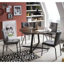 Wohnen Sitzgruppe<Esstisch Sitzgruppe mit Tisch Rund - Grace (fünfteilig)
