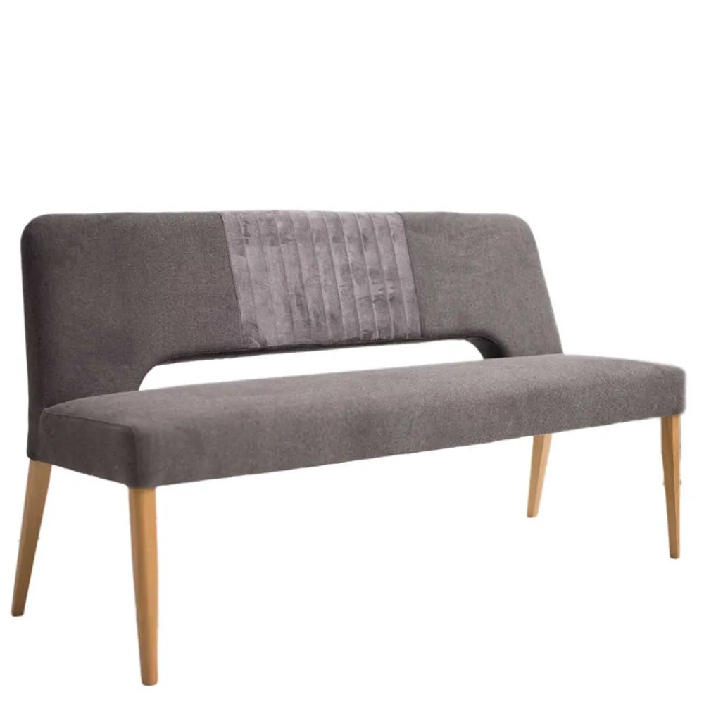 Wohnen Sitzbank<Esstisch Sofa Bank in Dunkelgrau Stoff Velours - Merka